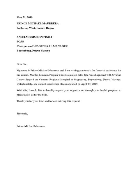 sample letter for financial assistance tagalog|How to Write a Financial Assistance Letter: Examples Included .